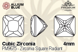 プレミアム Zirconia Square Radiant (PM9675) 4mm - キュービックジルコニア