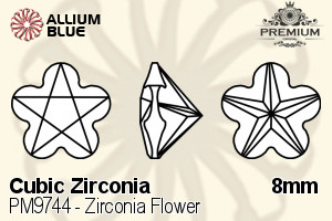 プレミアム Zirconia Flower (PM9744) 8mm - キュービックジルコニア