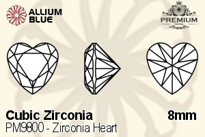 PREMIUM Zirconia Heart (PM9800) 8mm - Cubic Zirconia