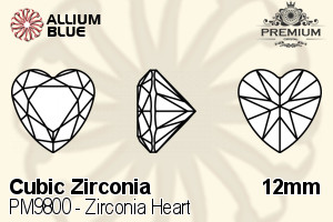 PREMIUM CRYSTAL Zirconia Heart 12mm Zirconia White