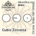 プレミアム Zirconia Globe (Half Drilled) (PM9818) 10mm - キュービックジルコニア