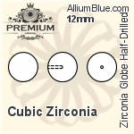 プレミアム Zirconia Globe (Half Drilled) (PM9818) 6mm - キュービックジルコニア