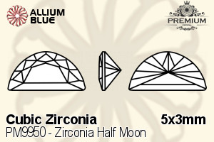 プレミアム Zirconia Half Moon (PM9950) 5x3mm - キュービックジルコニア