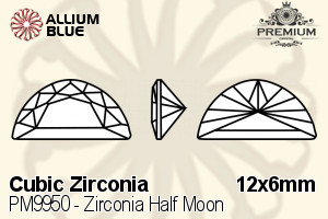 プレミアム Zirconia Half Moon (PM9950) 12x6mm - キュービックジルコニア
