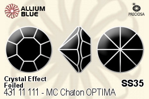 宝仕奥莎 机切尖底石 OPTIMA (431 11 111) SS35 - 白色（镀膜） 银箔底