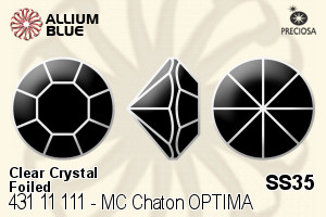 Preciosa MC Chaton OPTIMA (431 11 111) SS35 - Clear Crystal With Golden Foiling