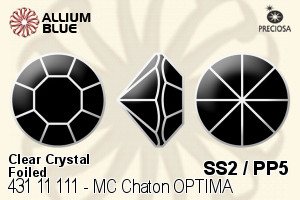 Preciosa MC Chaton OPTIMA (431 11 111) SS2 / PP5 - Clear Crystal With Golden Foiling