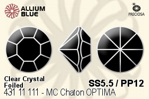 Preciosa MC Chaton OPTIMA (431 11 111) SS5.5 / PP12 - Clear Crystal With Golden Foiling