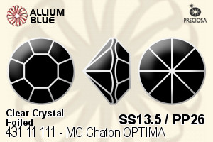 Preciosa MC Chaton OPTIMA (431 11 111) SS13.5 / PP26 - Clear Crystal With Golden Foiling