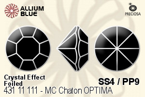 寶仕奧莎 機切尖底石 OPTIMA (431 11 111) SS4 / PP9 - 白色（鍍膜） 銀箔底