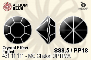 Preciosa プレシオサ MC マシーンカットチャトン OPTIMA (431 11 111) SS8.5 / PP18 - クリスタル エフェクト 裏面シルバーフォイル