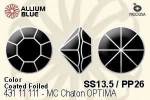 Preciosa MC Chaton OPTIMA (431 11 111) SS13.5 / PP26 - Color (Coated) With Golden Foiling