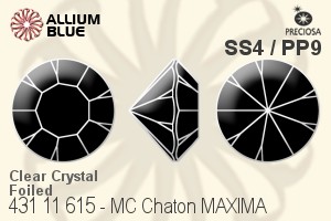 寶仕奧莎 機切尖底石 MAXIMA 美飾瑪 (431 11 615) SS4 / PP9 - 透明白色 DURA™耐用金屬箔底 - 關閉視窗 >> 可點擊圖片