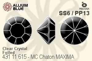 寶仕奧莎 機切尖底石 MAXIMA 美飾瑪 (431 11 615) SS6 / PP13 - 透明白色 DURA™耐用金屬箔底 - 關閉視窗 >> 可點擊圖片