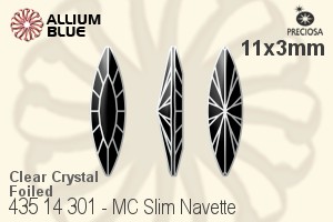 Preciosa MC Slim Navette Fancy Stone (435 14 301) 11x3mm - Clear Crystal With Dura™ Foiling