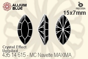 Preciosa プレシオサ MC マシーンカットNavette MAXIMA マキシマ ファンシーストーン (435 14 615) 15x7mm - クリスタル エフェクト 裏面にホイル無し - ウインドウを閉じる