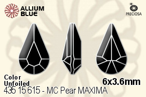 Preciosa プレシオサ MC マシーンカットPear MAXIMA マキシマ ファンシーストーン (435 15 615) 6x3.6mm - カラー 裏面にホイル無し - ウインドウを閉じる