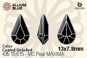 Preciosa プレシオサ MC マシーンカットPear MAXIMA マキシマ ファンシーストーン (435 15 615) 13x7.8mm - カラー（コーティング） 裏面にホイル無し