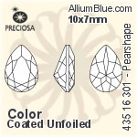 宝仕奥莎 机切Pearshape 301 花式石 (435 16 301) 14x10mm - 透明白色 DURA™耐用金屬箔底