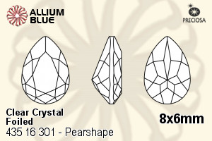 Preciosa MC Pearshape 301 Fancy Stone (435 16 301) 8x6mm - Clear Crystal With Dura™ Foiling