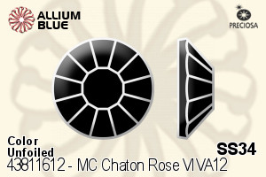 Preciosa MC Chaton Rose VIVA12 Flat-Back Stone (438 11 612) SS34 - Color Unfoiled - Click Image to Close