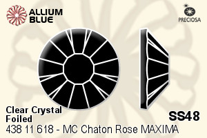 Preciosa MC Chaton Rose MAXIMA Flat-Back Stone (438 11 618) SS48 - Clear Crystal With Dura™ Foiling