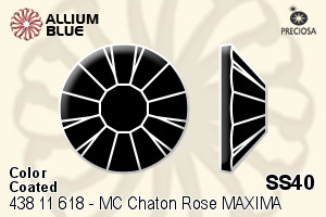 Preciosa プレシオサ MC マシーンカットチャトン Rose MAXIMA マキシマ Flat-Back Hot-Fix Stone (438 11 618) SS40 - カラー（コーティング）