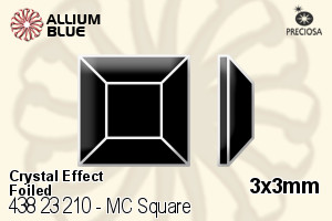 寶仕奧莎 機切正方形 平底石 (438 23 210) 3x3mm - 白色（鍍膜） DURA™耐用金屬箔底 - 關閉視窗 >> 可點擊圖片