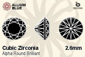 Preciosa Alpha Round Brilliant (RBC) 2.6mm - Cubic Zirconia - Haga Click en la Imagen para Cerrar