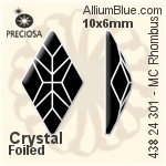 寶仕奧莎 機切菱形 平底石 (438 24 301) 6x4mm - 白色（鍍膜） DURA™耐用金屬箔底
