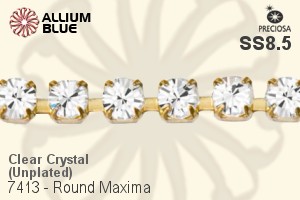 Preciosa Round Maxima 3-Rows Cupchain (7413 7173), Unplated Raw Brass, With Stones in PP18 - Clear Crystal