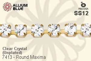 Preciosa Round Maxima Cupchain (7413 3002), Unplated Raw Brass, With Stones in PP24 - Clear Crystal - Click Image to Close
