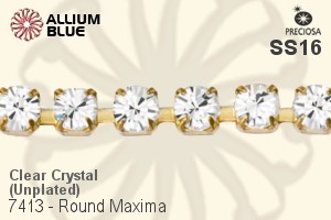 Preciosa Round Maxima Cupchain (7413 0047), Unplated Raw Brass, With Stones in SS16 - Clear Crystal - Click Image to Close