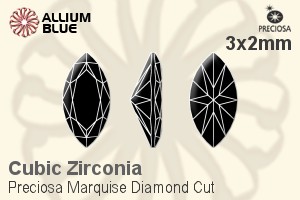 プレシオサ Marquise Diamond (MDC) 3x2mm - キュービックジルコニア - ウインドウを閉じる