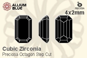 Preciosa Octagon Step (OSC) 4x2mm - Cubic Zirconia - 關閉視窗 >> 可點擊圖片