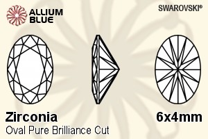 SWAROVSKI GEMS Cubic Zirconia Oval Pure Brilliance Greyish Blue 6.00x4.00MM normal +/- FQ 0.070