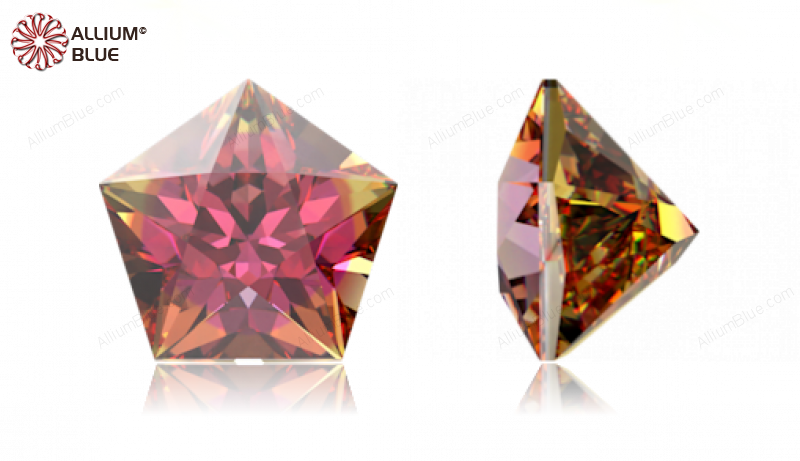 SWAROVSKI GEMS Cubic Zirconia Pentagon Star Red-Orangy Yell.(OM) 5.00x5.00MM normal +/- FQ 0.080