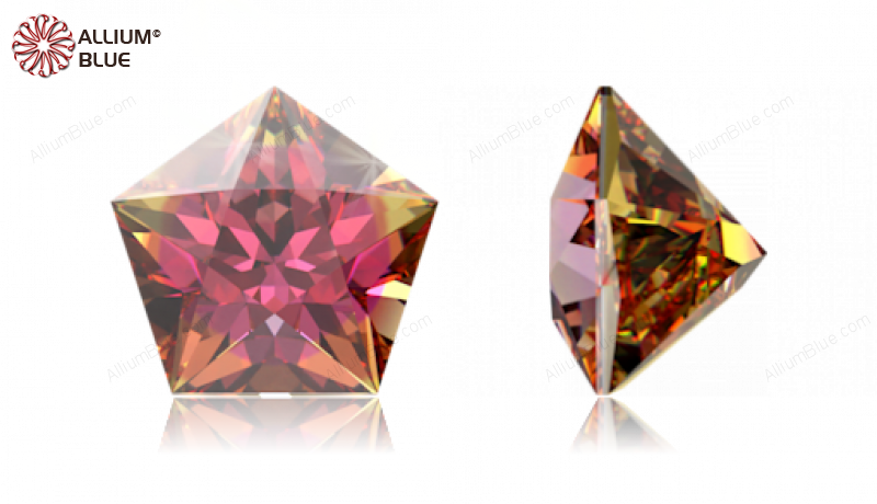 SWAROVSKI GEMS Cubic Zirconia Pentagon Star Red-Orangy Yell.(OM) 7.00x7.00MM normal +/- FQ 0.035