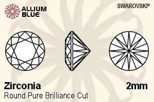 SWAROVSKI GEMS Cubic Zirconia Round Pure Brilliance Aquamarine 2.00MM normal +/- FQ 0.500