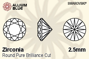 SWAROVSKI GEMS Cubic Zirconia Round Pure Brilliance Fancy Blue 2.50MM normal +/- FQ 0.500