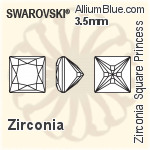 施华洛世奇 Zirconia 正方形 Princess 纯洁Brilliance 切工 (SGSPPBC) 3mm - Zirconia