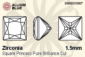 SWAROVSKI GEMS Cubic Zirconia Square Princess PB Frosty Mint 1.50MM normal +/- FQ 0.200