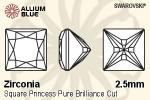 SWAROVSKI GEMS Cubic Zirconia Square Princess PB White 2.50MM normal +/- FQ 0.200