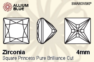 SWAROVSKI GEMS Cubic Zirconia Square Princess PB Lavender 4.00MM normal +/- FQ 0.080