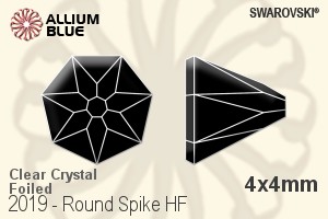 施華洛世奇 圓形 Spike 熨底平底石 (2019) 4x4mm - 透明白色 鋁質水銀底