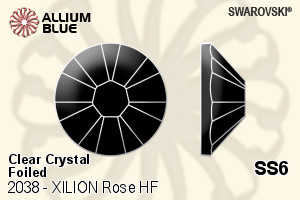 Swarovski XILION Rose Flat Back Hotfix (2038) SS6 - Clear Crystal With Silver Foiling