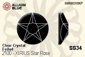 施華洛世奇XIRIUS施悅Star 玫瑰 平底石 (2100) SS34 - 透明白色 白金水銀底