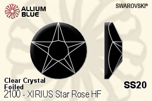 Swarovski XIRIUS Star Rose Flat Back Hotfix (2100) SS20 - Clear Crystal With Silver Foiling