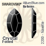 施華洛世奇 馬眼形 平底石 (2200) 4x2mm - 白色（半塗層） 白金水銀底