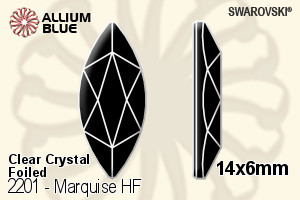 Swarovski Marquise Flat Back Hotfix (2201) 14x6mm - Clear Crystal With Aluminum Foiling - Haga Click en la Imagen para Cerrar